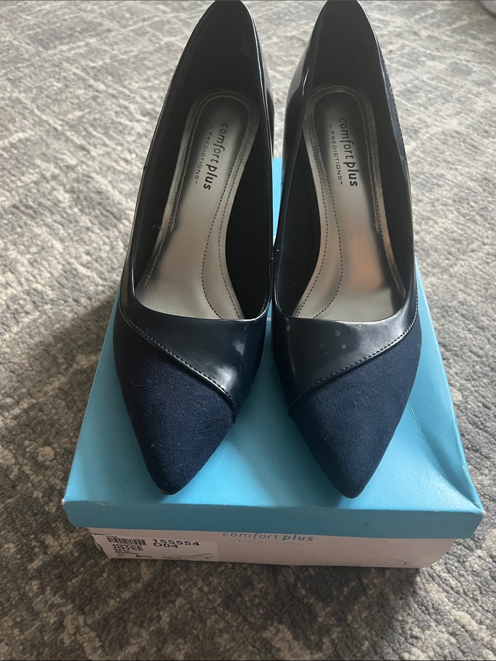 comfort plus by Predictions Navy Pointed-Toe Mixed-Material Pumps